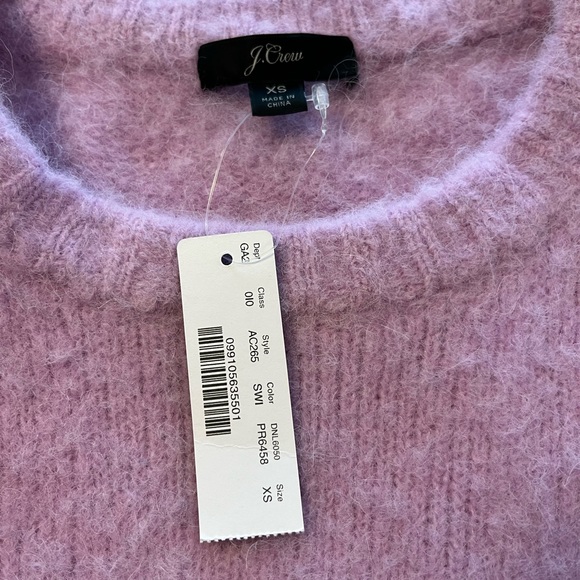 J.Crew Factory Sweater NWT Purple Puffed Sleeve Lavender Pastel XS Alpaca Merino - Picture 2 of 5